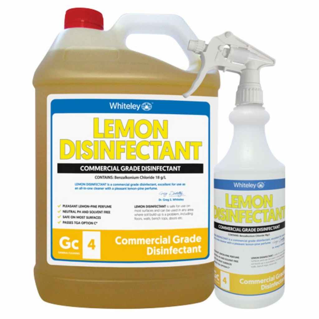 Lemon Disinfectant 5lt & 500ml Spray Bottle Bundle